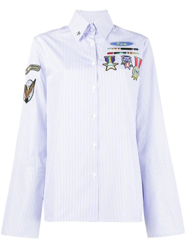 Mira Mikati Pinstripe Shirt With Scout Patches - Blue