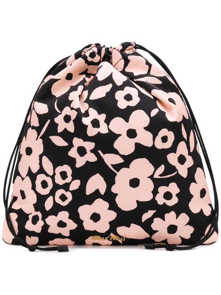 Miu Miu Anenome Print Drawstring Pouch - Black
