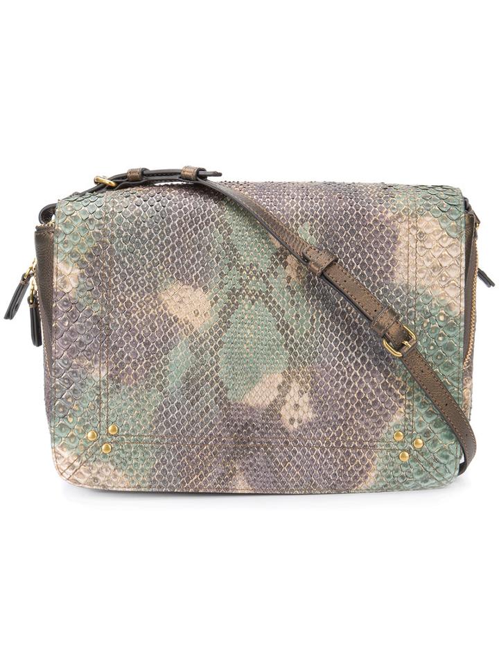 Jérôme Dreyfuss - Foldover Shoulder Bag - Women - Leather/python Skin - One Size, Green, Leather/python Skin