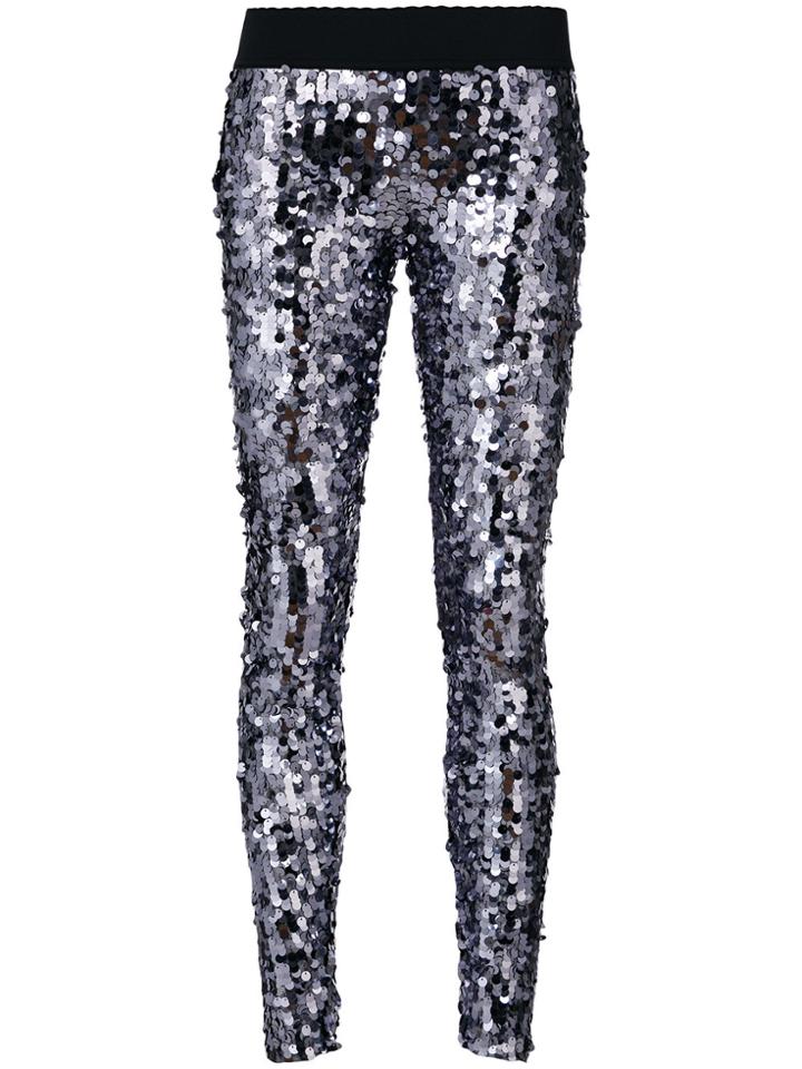 Dolce & Gabbana Vintage Sequinned Cropped Leggings - Metallic