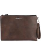 Salvatore Ferragamo - Textured Pouch - Men - Calf Leather - One Size, Brown, Calf Leather
