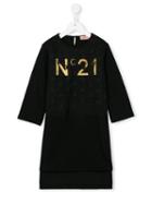 No21 Kids Logo Print Shift Dress, Girl's, Size: 10 Yrs, Black