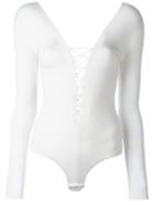 T By Alexander Wang Lace-up Bodysuit, Women's, Size: Large, White, Spandex/elastane/modal/modal