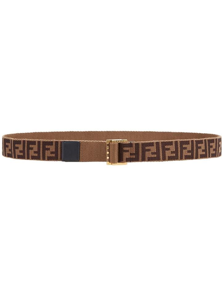 Fendi Ff Logo Print Belt - Brown