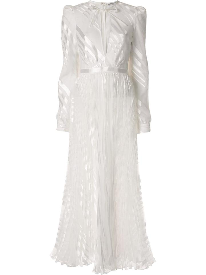 Alessandra Rich Pleated Maxi Dress - White