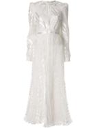 Alessandra Rich Pleated Maxi Dress - White