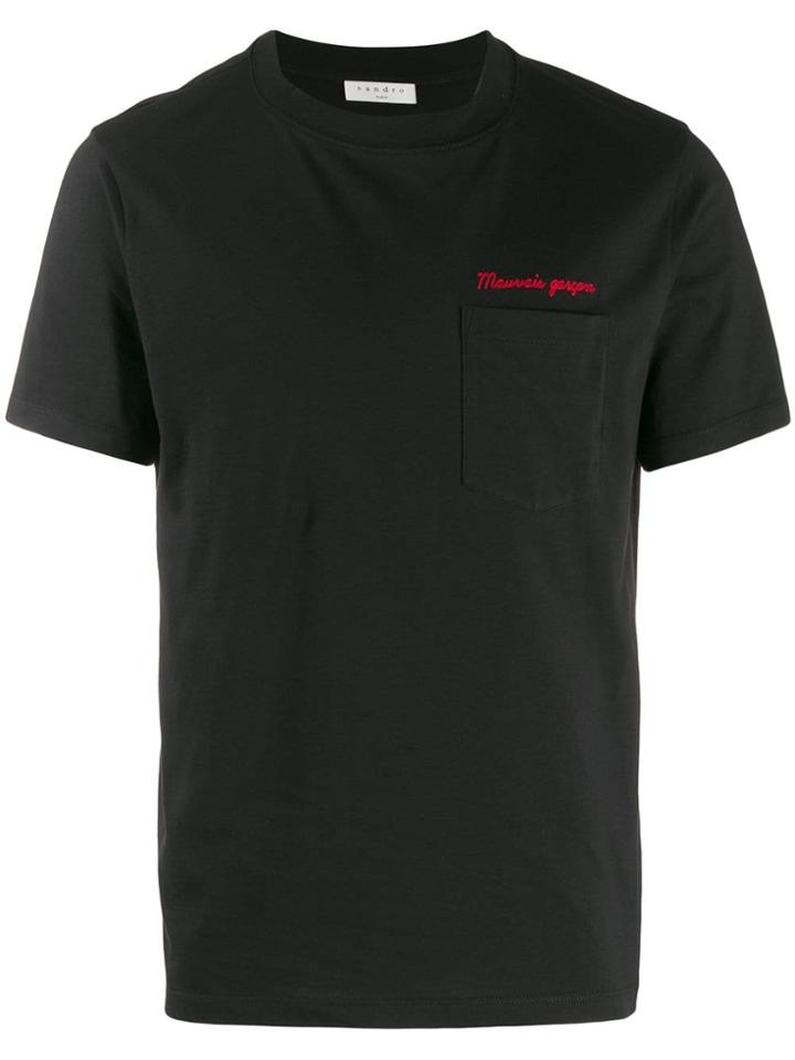 Sandro Paris Garçon Embroidered T-shirt - Black