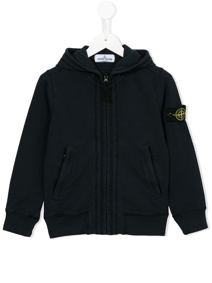 Stone Island Junior - Zip Hoodie - Kids - Cotton/spandex/elastane - 10 Yrs, Blue