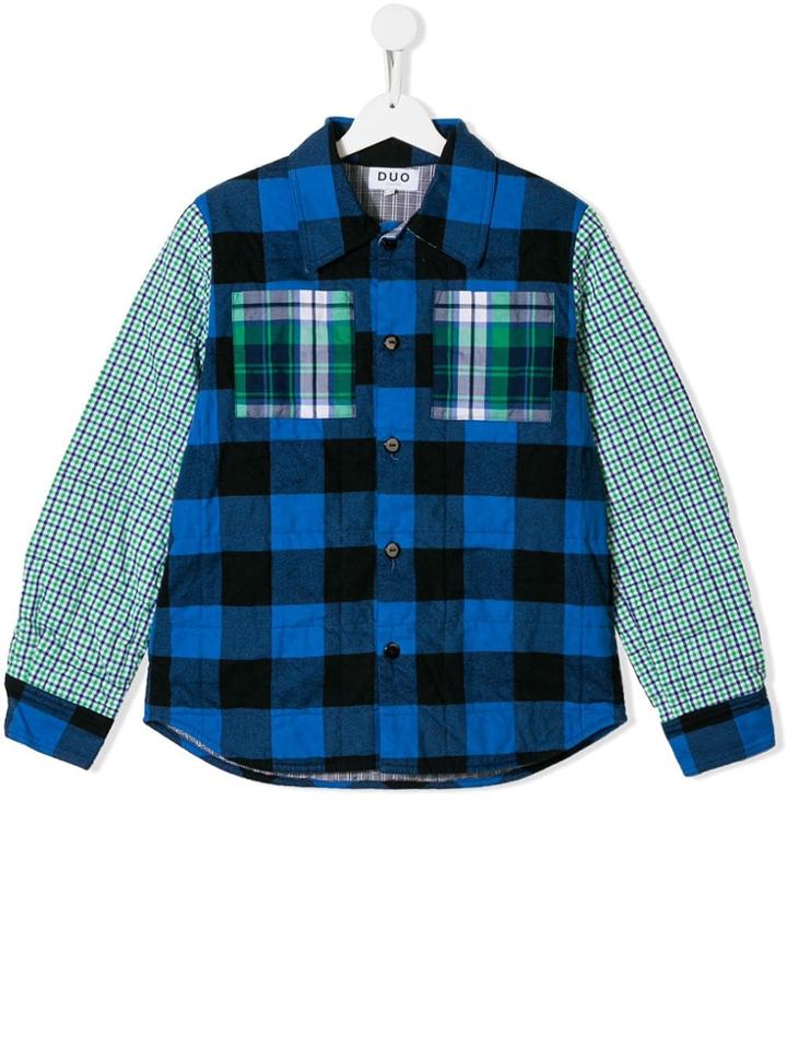 Natasha Zinko Kids Teen Mix Checked Shirt - Blue