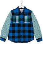 Natasha Zinko Kids Teen Mix Checked Shirt - Blue