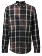 Amiri Stained Effect Plaid Shirt, Size: Small, Brown, Cotton/rayon