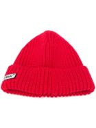 Off-white Logo Patch Beanie Hat - Red