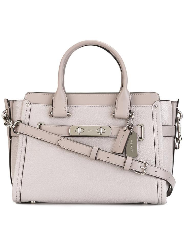 Coach Double Handle Tote Bag, Women's, Grey, Leather