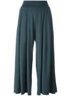 Labo Art Pleat Cropped Trousers, Women's, Size: 1, Green, Cotton/spandex/elastane