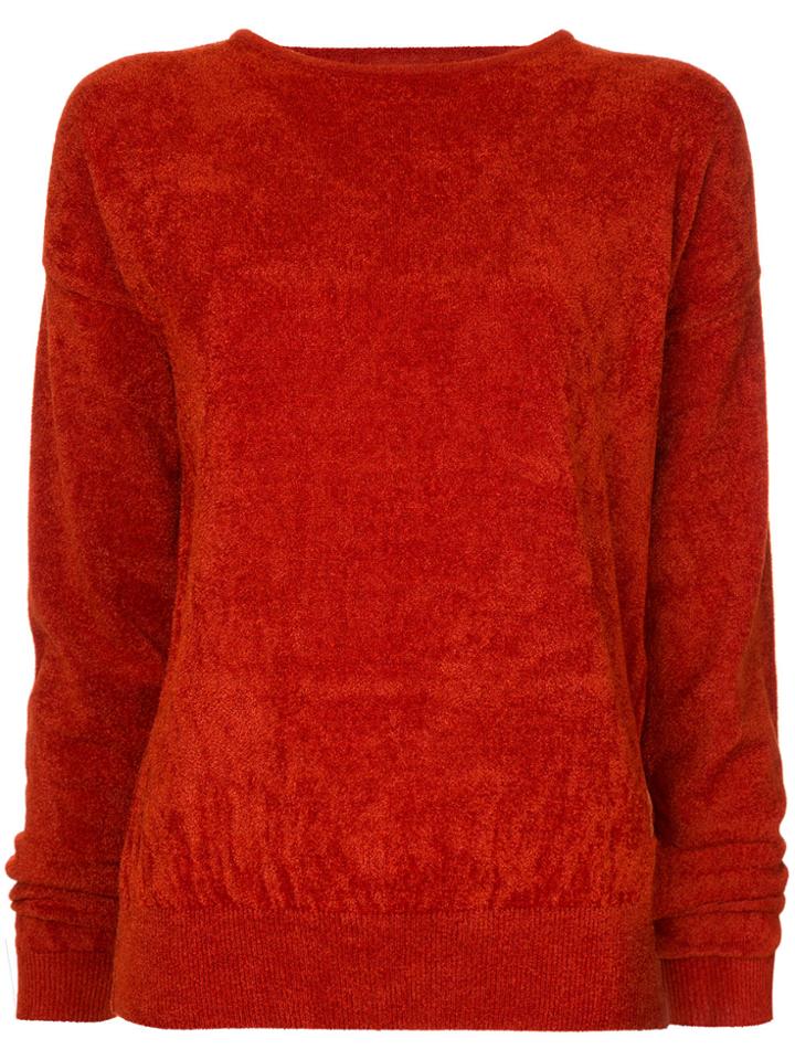 En Route Cutout Chenille Sweatshirt - Red