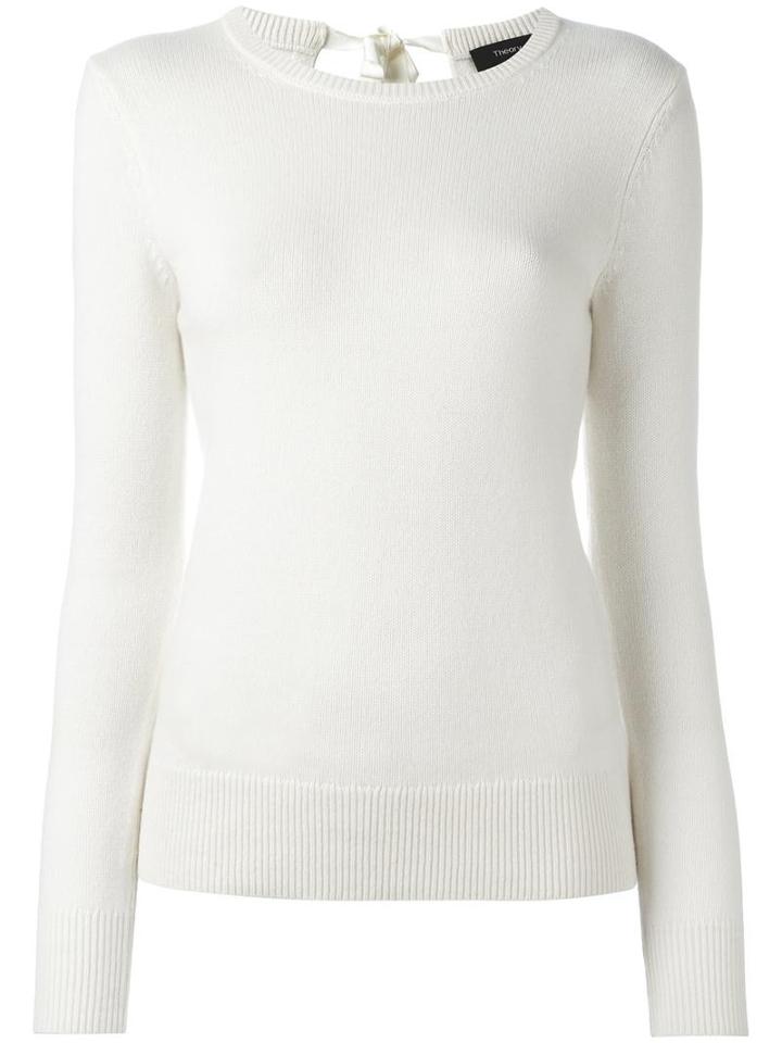 Theory Round Neck Jumper, Women's, Size: Medium, White, Cashmere