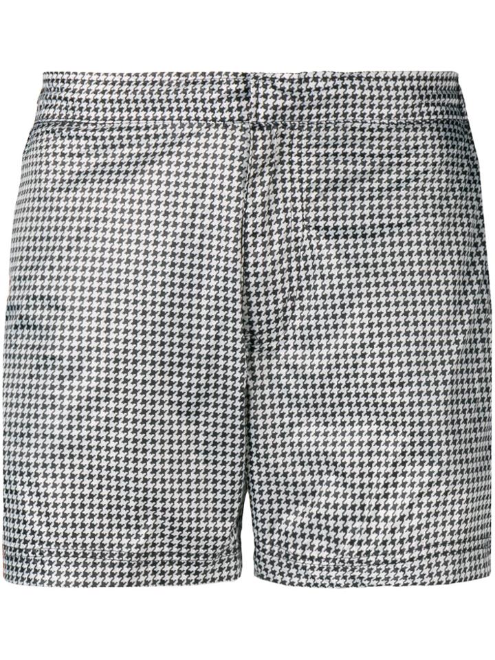 Islang Dogtooth Slim-fit Swim Shorts - Black