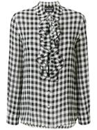 Boutique Moschino Frilled Gingham Blouse - Black