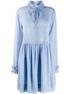 Ganni Printed Georgette Dress - Blue