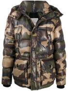 Moncler Camouflage Print Padded Coat - Green