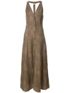 Dvf Diane Von Furstenberg Dotted Plunge Maxi Dress - Brown