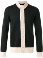 Alexander Mcqueen Contrast Knitted Cardigan, Men's, Size: Large, Black, Wool/cotton