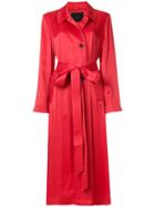 Frenken Satin Trench Coat - Red