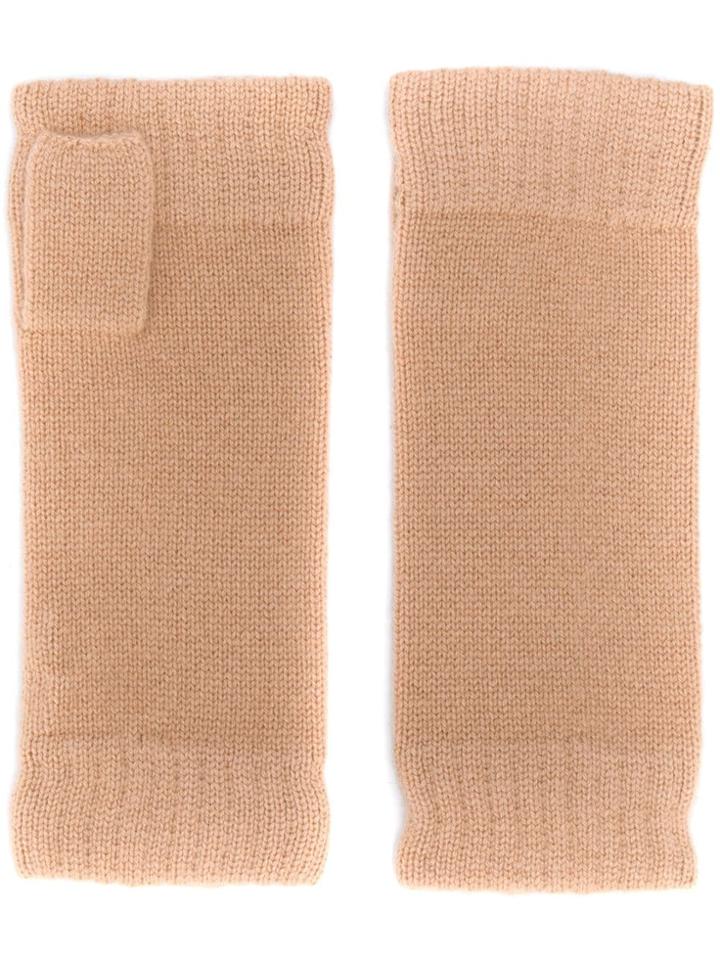 N.peal Fingerless Cashmere Gloves - Neutrals