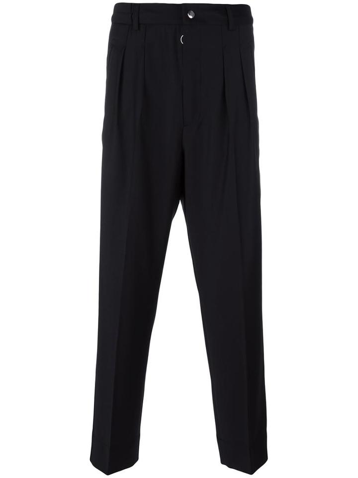Matiéres Elasticated Detailing Straight Trousers, Men's, Size: Large, Black, Polyester/spandex/elastane/wool