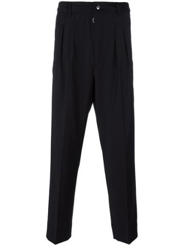 Matiéres Elasticated Detailing Straight Trousers, Men's, Size: Large, Black, Polyester/spandex/elastane/wool