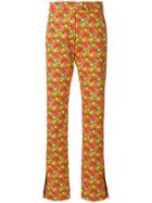 Msgm Slim-fit Floral Print Trousers - Yellow & Orange