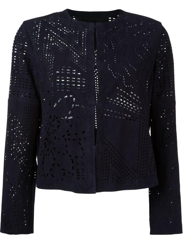 Drome Laser Cut-out Jacket, Women's, Size: Medium, Blue, Leather