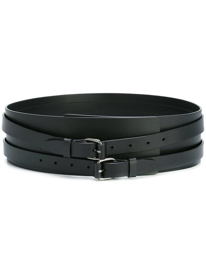 A.f.vandevorst Double Buckle Belt, Women's, Size: Small, Black, Calf Leather