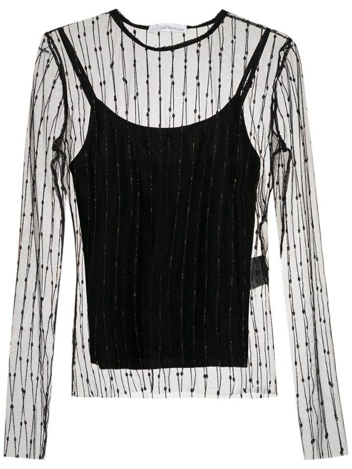 Nk Embroidered Tulle Blouse - Black