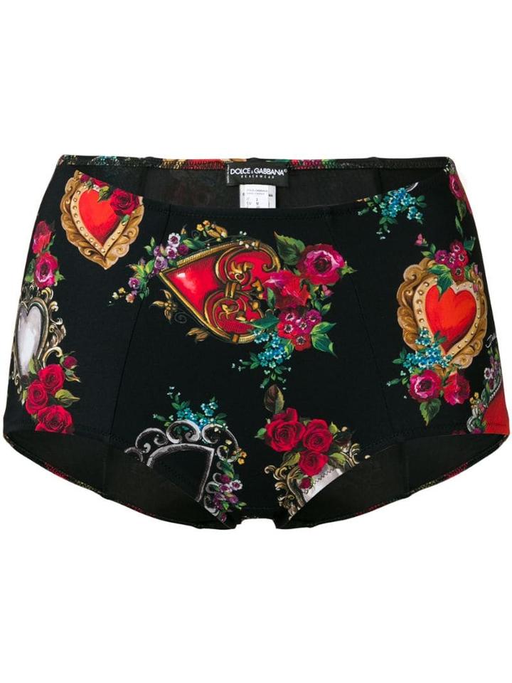 Dolce & Gabbana Heart Jewelled Bikini Bottoms - Black