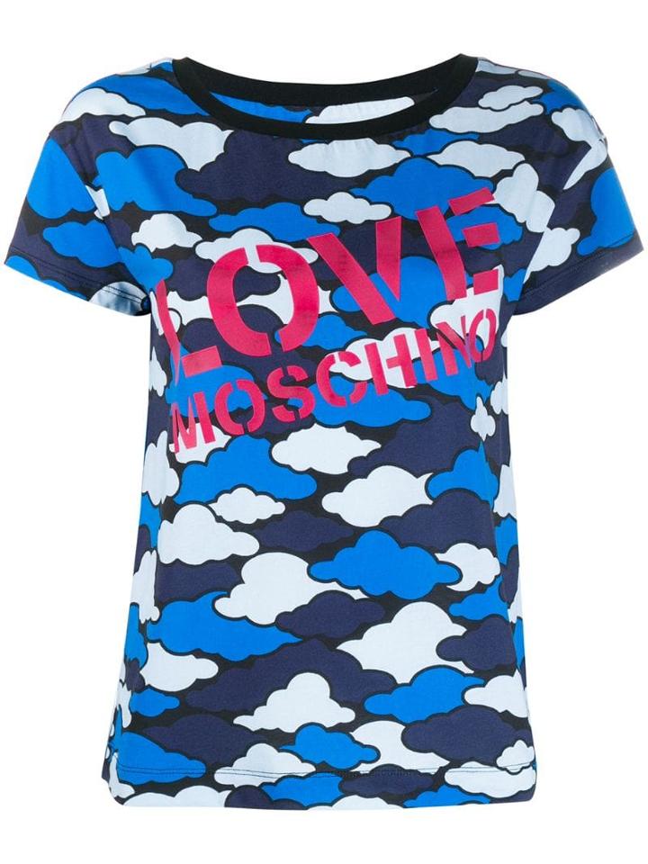 Love Moschino Cloud-print Logo T-shirt - Blue