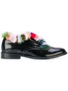 Joshua Sanders Fur Trimmed Loafers - Black