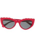 Valentino Eyewear Studded Slim Cat-eye Frames Sunglasses - Red