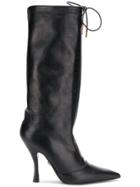 Versace Zipped Pointed Boots - Black