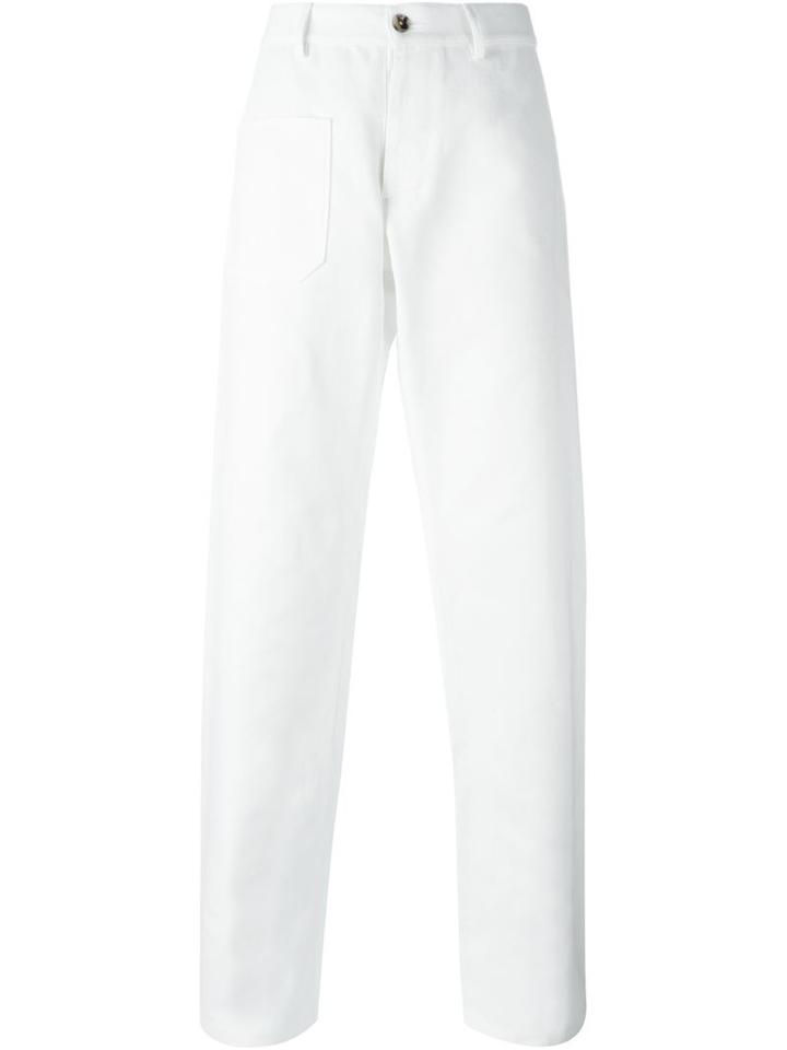 Maison Margiela Wide Leg Trousers, Men's, Size: 46, White, Cotton/linen/flax