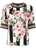 Dolce & Gabbana Rose And Stripe Print Blouse - Multicolour