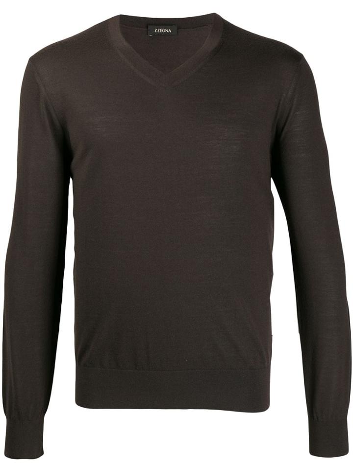 Z Zegna V-neck Jumper - Brown