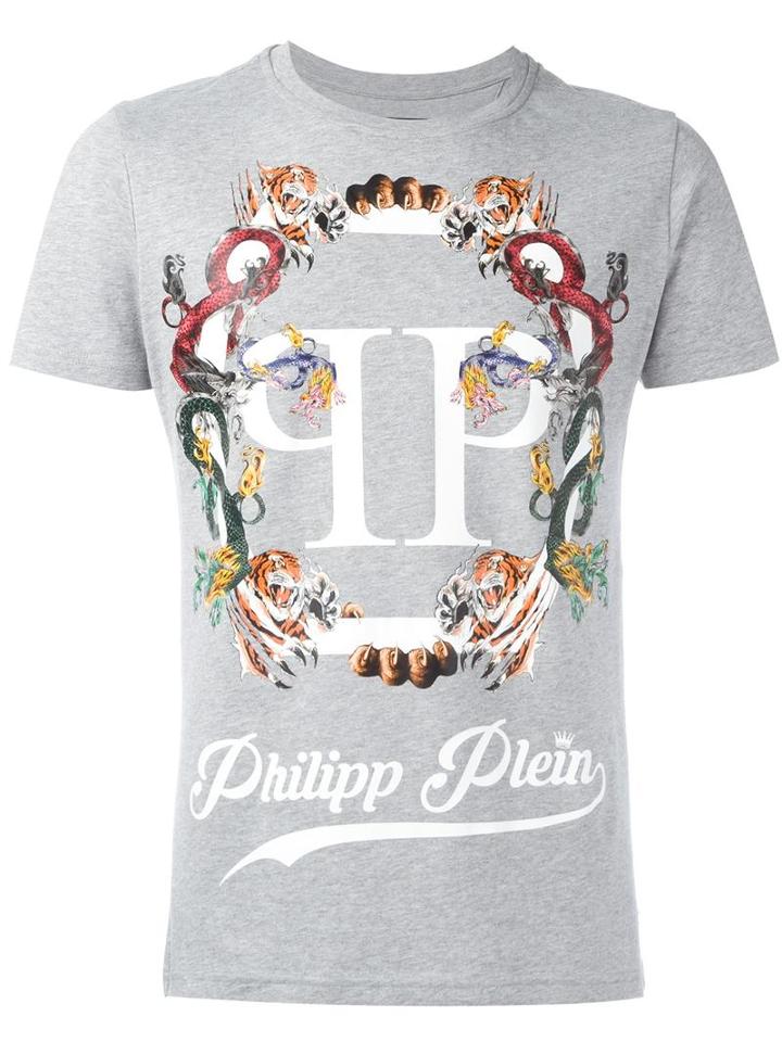 Philipp Plein 'animals' T-shirt, Men's, Size: Small, Grey, Cotton