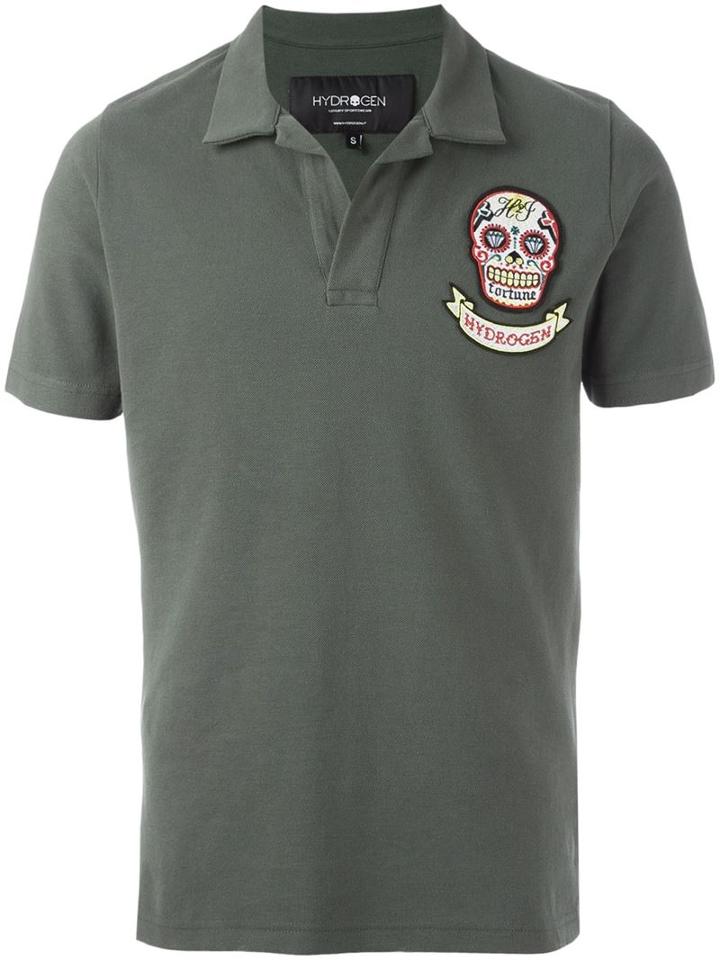 Hydrogen Mexican Skull Polo Shirt, Men's, Size: Xl, Green, Cotton