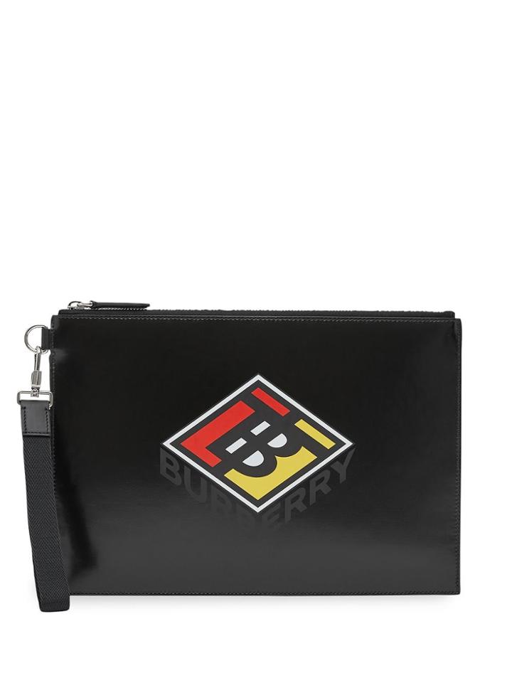 Burberry Logo Graphic Canvas Zip Pouch - Black
