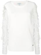 Jovonna Embroidered Sleeve Top - White