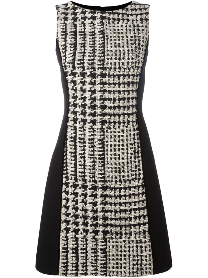 Fausto Puglisi Checked Fitted Dress, Women's, Size: 40, Black, Silk/cotton/linen/flax/virgin Wool