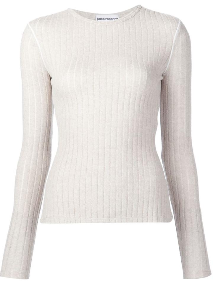 Paco Rabanne Ribbed Jumper, Women's, Size: 38, Nude/neutrals, Wool