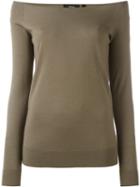 Theory Boat Neck Jumper, Women's, Size: Xs, Green, Merino