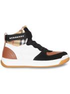 Burberry Leather And Suede High-top Sneakers - Brown